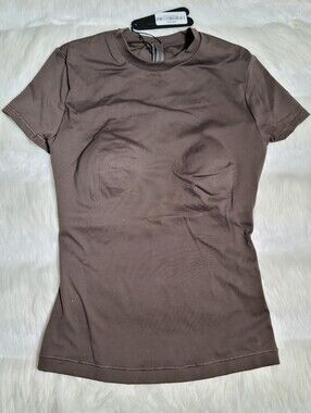 Nike SKIMS Matte Baby Tee Brown Dark Sepia Women XS NEW